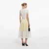 Yellow Satin Lace Midi Skirt Yellow Satin Lace Midi Skirt