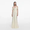 Yellow Satin Striped Maxi Dress Yellow Satin Striped Maxi Dress