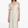 Yellow Satin Striped Maxi Dress Yellow Satin Striped Maxi Dress