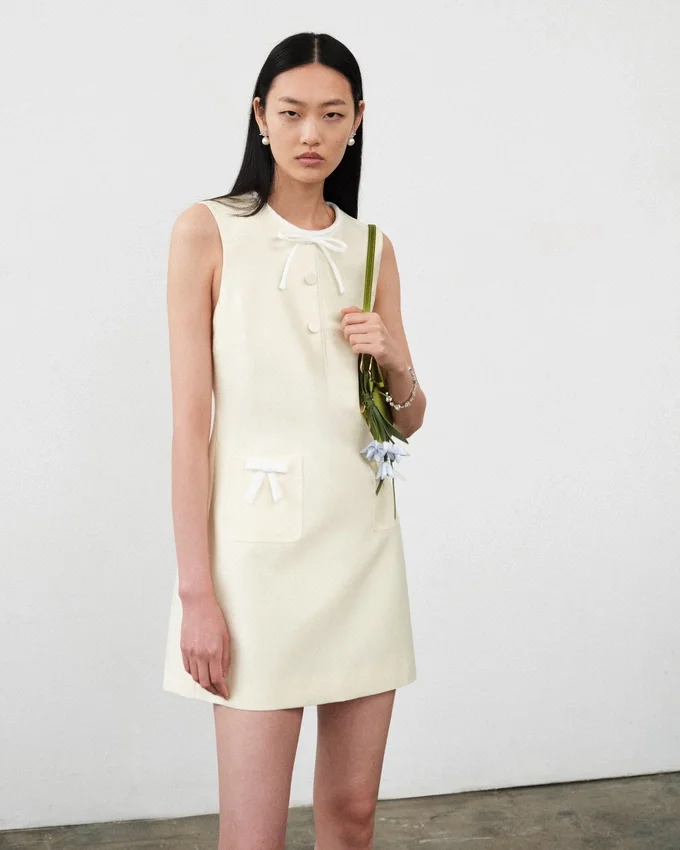 Yellow Taffeta Bow Mini Dress Yellow Taffeta Bow Mini Dress