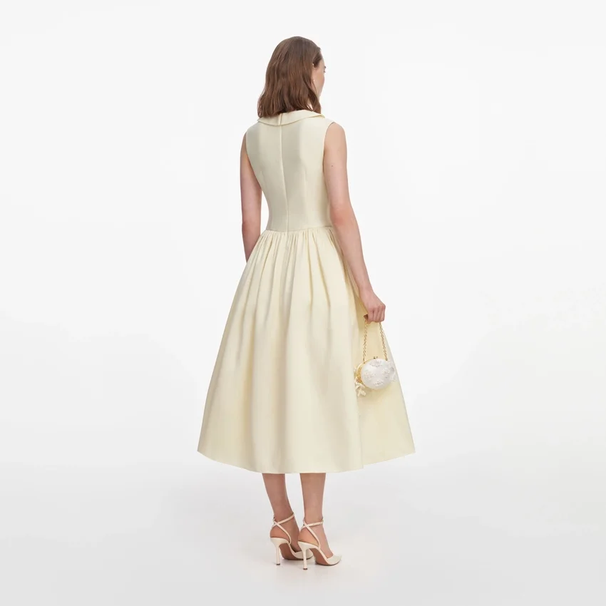 Yellow Taffeta Collared Midi Dress Yellow Taffeta Collared Midi Dress