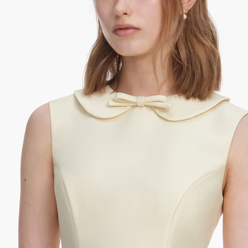 Yellow Taffeta Collared Midi Dress Yellow Taffeta Collared Midi Dress
