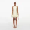 Yellow Taffeta Feather Trim Mini Dress Yellow Taffeta Feather Trim Mini Dress
