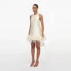 Yellow Taffeta Feather Trim Mini Dress Yellow Taffeta Feather Trim Mini Dress