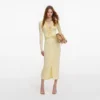 Yellow Viscose Knit Ruffle Midi Dress Yellow Viscose Knit Ruffle Midi Dress