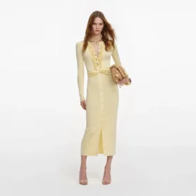 yellow viscose knit ruffle midi dress 1 280x280 - Yellow Viscose Knit Ruffle Midi Dress