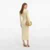 Yellow Viscose Knit Ruffle Midi Dress Yellow Viscose Knit Ruffle Midi Dress