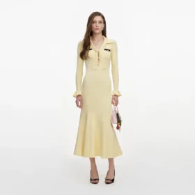 Yellow Viscose Knit Tie Midi Dress Yellow Viscose Knit Tie Midi Dress