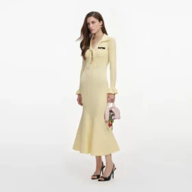 Yellow Viscose Knit Tie Midi Dress Yellow Viscose Knit Tie Midi Dress