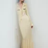 Yellow Viscose Knit Tie Midi Dress Yellow Viscose Knit Tie Midi Dress