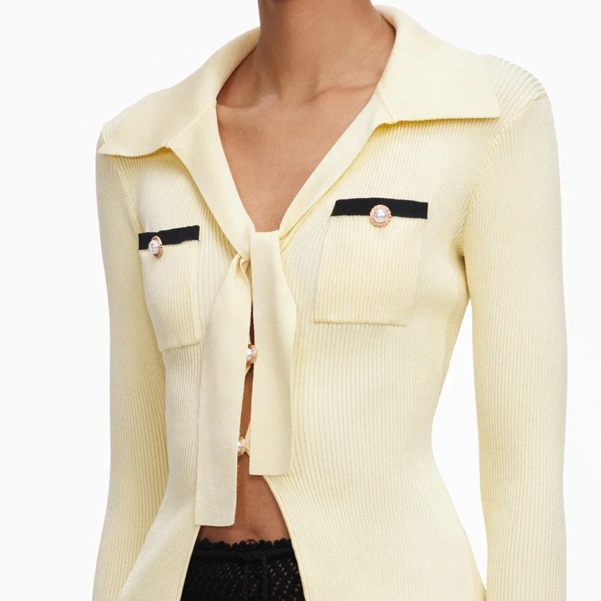 Yellow Viscose Knit Tie Top Yellow Viscose Knit Tie Top