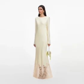 Yellow Viscose Lace Maxi Dress Yellow Viscose Lace Maxi Dress