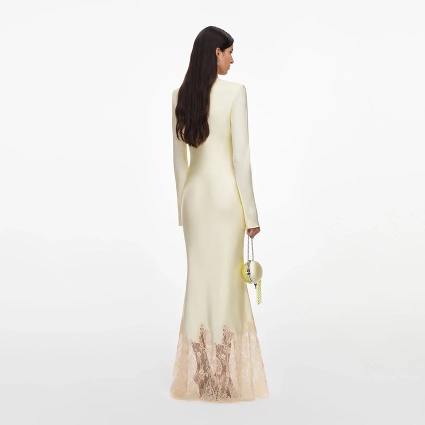 Yellow Viscose Lace Maxi Dress Yellow Viscose Lace Maxi Dress
