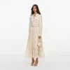 Yellow Viscose Lace Pleated Midi Dress Yellow Viscose Lace Pleated Midi Dress