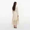 Yellow Viscose Lace Pleated Midi Dress Yellow Viscose Lace Pleated Midi Dress
